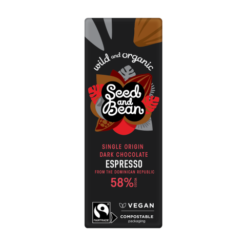 Seed and Bean   DARK 58% ESPRESSO FAIRTRADE & ORGANIC 25G BAR