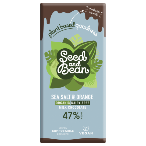 Seed and Bean   SEA SALT & ORANGE VEGAN ORGANICMILK CHOCOLATE 75G